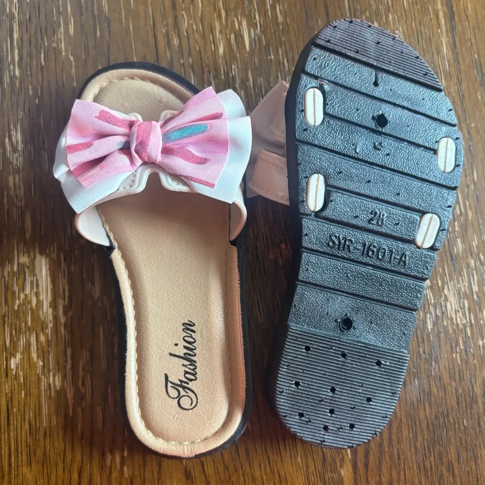 Kids Pink Bow Sandals